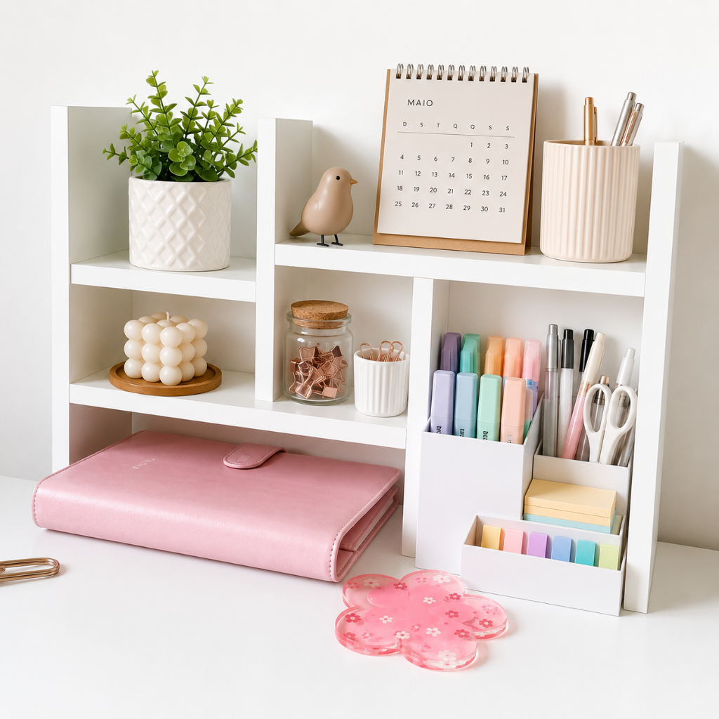 Prateleira Nicho Organizador De Mesa Ajustável De Mdf Premium
