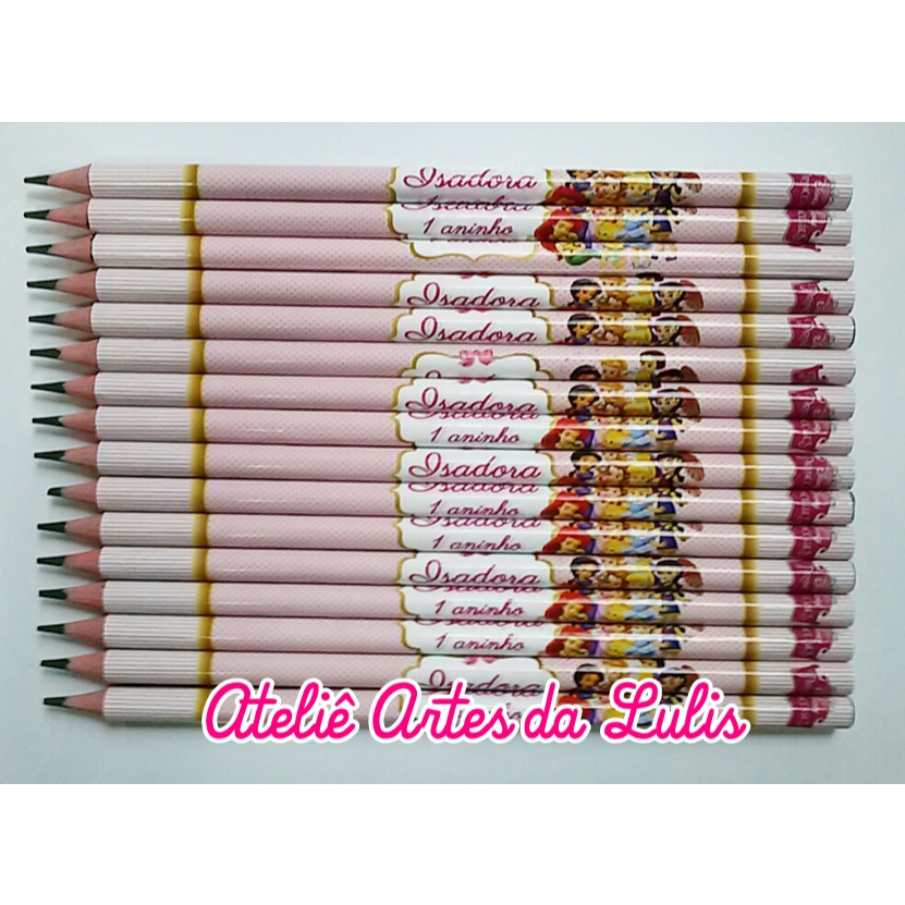 Kit Lápis PRINCESAS BABY Personalizado - Lembrancinha aniversário - Lápis PRINCESAS DISNEY BABY - Lápis Personalizado