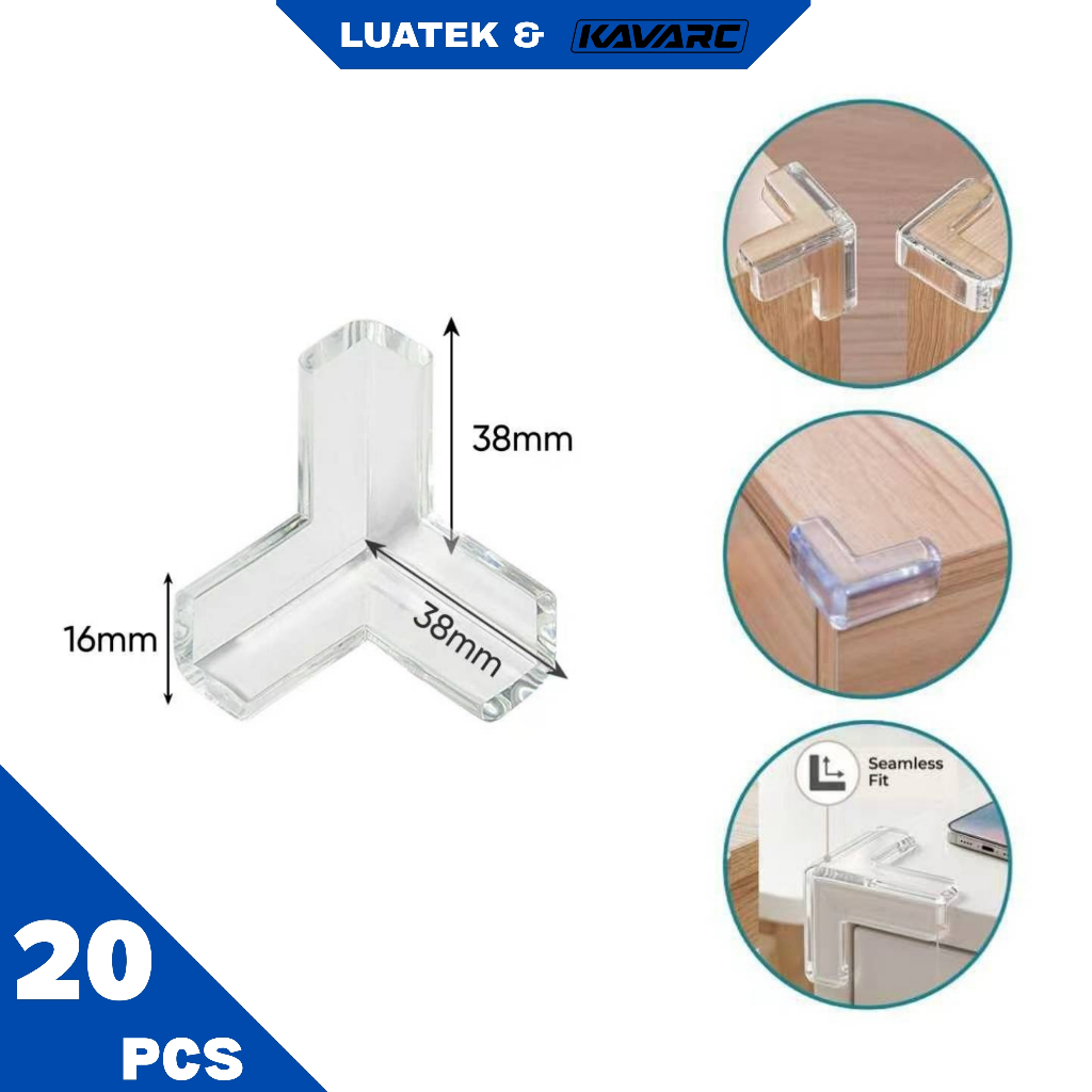 20 Protetor De Silicone De Mesa Quina Protetor Para Móveis Quadrado e Rotundidade Cozinha-LUATEK