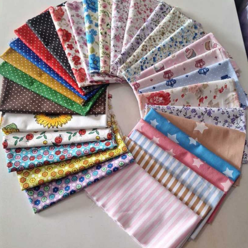 Tricoline 100% Algodão Estampado, 10 Cortes Sortidos De 20cm x 75cm