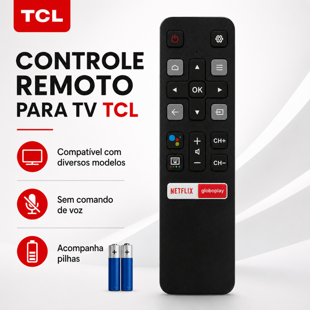 KIT  Controle para Tv TCL Compatível com Smart Tv TCL