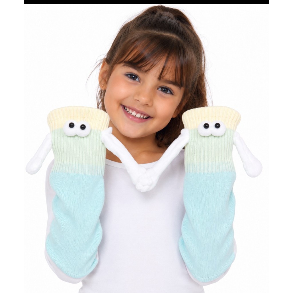 Meia divertida unisex com olhinho e mãozinha com imã magnético