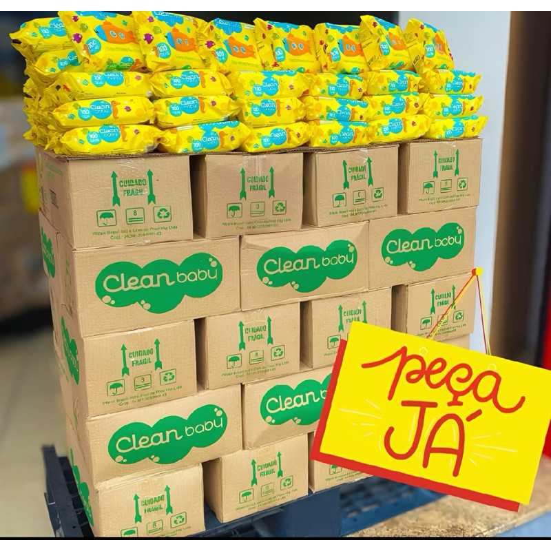Caixa 10 Pacotes Toalhas Umedecidas Clean Baby com 100 cada
