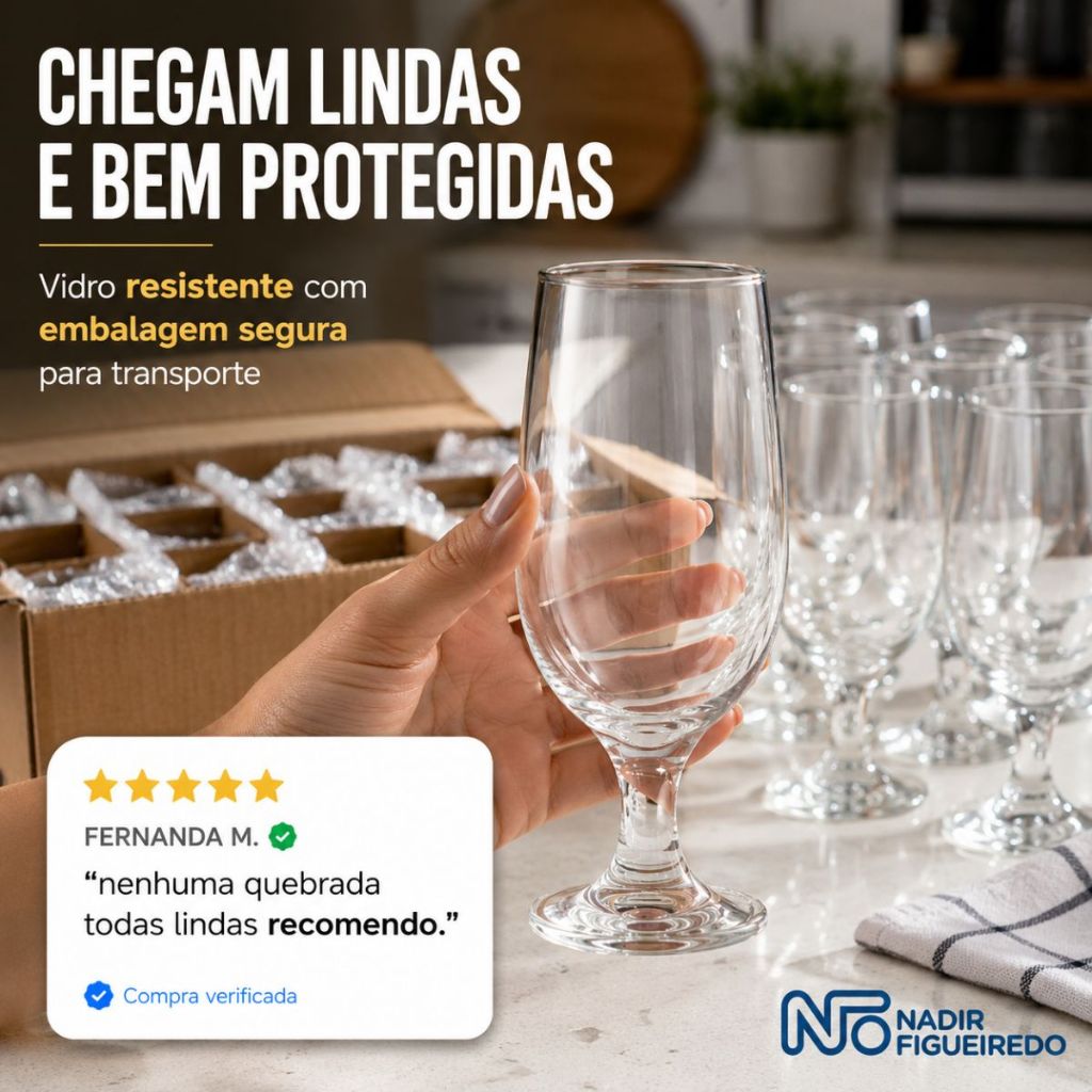 Jogo Taças de Vidro Floripa 300ml Cerveja Chopp Nadir · foto 2