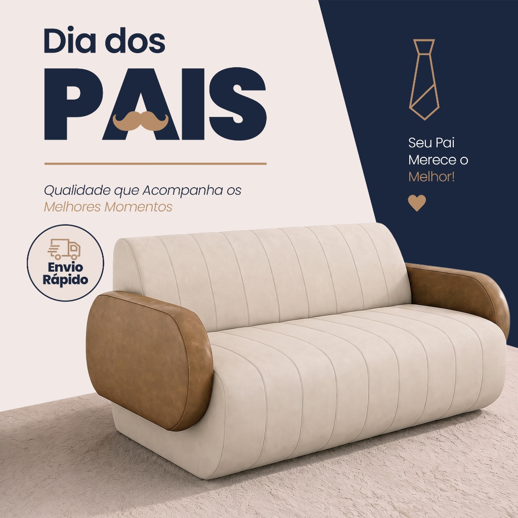 Sofá 2 Lugares 148cm Sala de Estar Munik Veludo Bege/Camel Z08 - Mpozenato