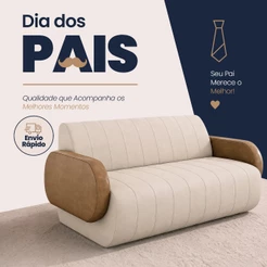 Sofá 2 Lugares 148cm Sala de Estar Munik Veludo Bege/Camel Z08 - Mpozenato