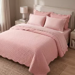 Kit 7 Peças Cobre Leito + Jogo de Cama Percal 300 Fios Dupla Face Lorena