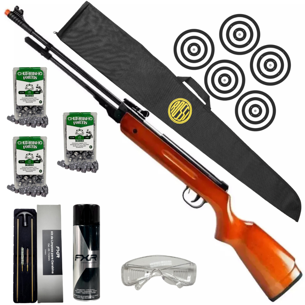 Carabina de Pressão Fixxar Spring West Mola 5,5mm + Escolha seu kit: