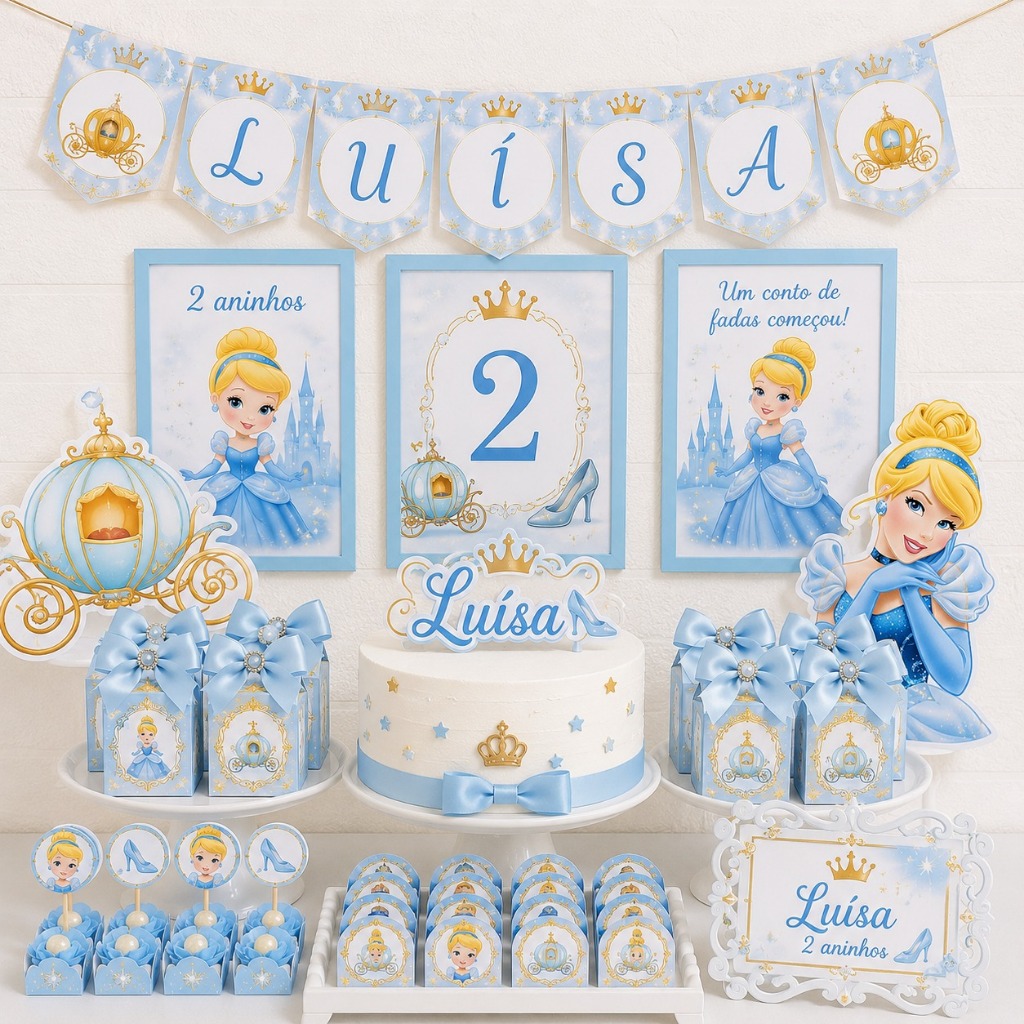Kit Festa Cinderela Personalizado Só um Bolinho  Mesversário Aniversário Lembrancinha Festa