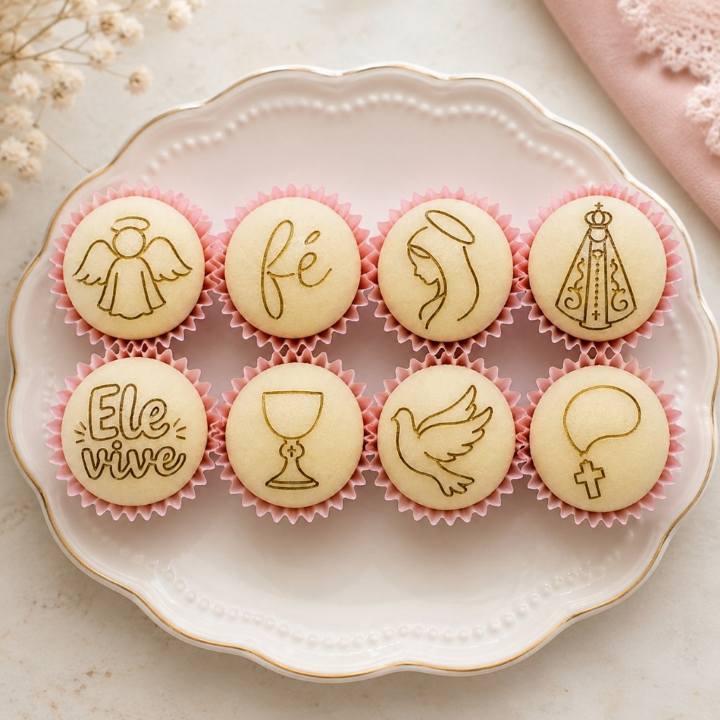 Kit Carimbos Religioso Para Brigadeiro Docinhos Massas Batismo Nossa Senhora  8PÇ