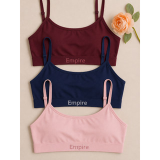 Kit 3 Top Feminino Forrado de Algodão Sutiã Sem Bojo Top Fitness de Academia Adulto e Juvenil
