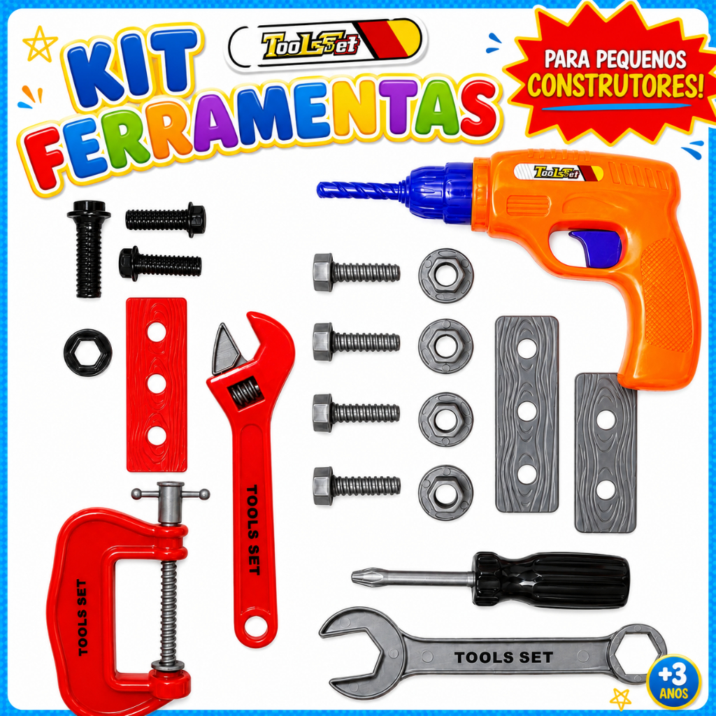 Kit Ferramentas Infantil 20 Peças Ferramentas de Brinquedo Mini Construtor de Brinquedo Educativo