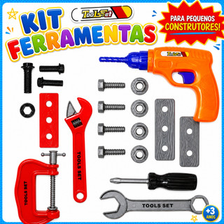 Kit Ferramentas Infantil 20 Peças Ferramentas de Brinquedo Mini Construtor de Brinquedo Educativo