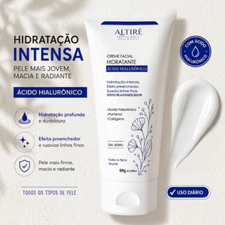Creme Ácido Hialurônico Facial 60g | Hidratante com Colágeno | Linhas Finas | Skincare Diário