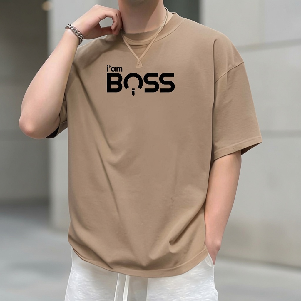 Camiseta Masculina Eu Sou o Chefe Estampada Camisa 100% Algodão Estilo Casual Lançamento