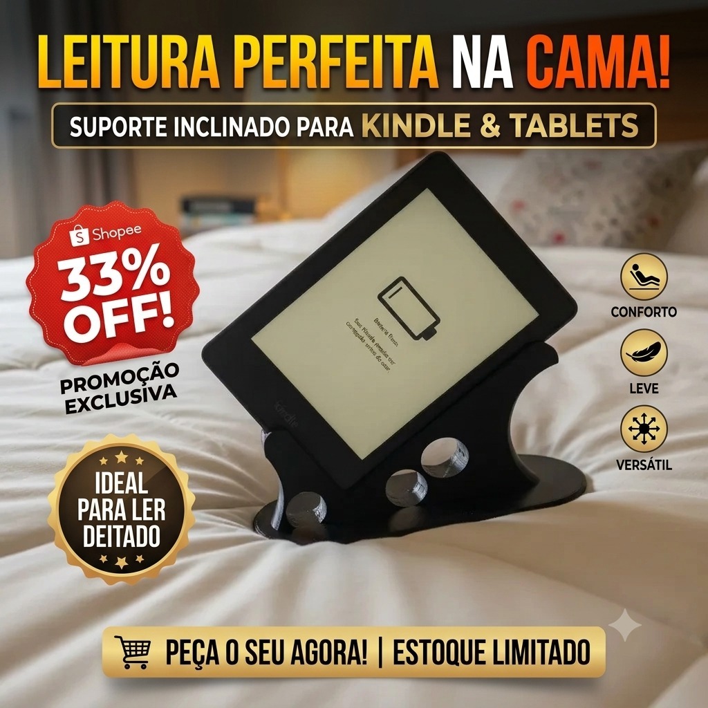 Suporte Kindle Tablet Universal Inclinado Para Ler Deitado Cama Mesa Cabeceira Apoio Ereader Paperwhite Conforto