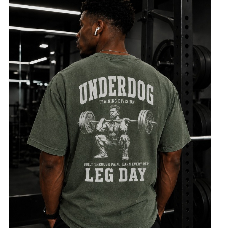 Camiseta Masculina Oversized Estonada UnderDog Academia Genética Disciplina Sabor Treino Algodão