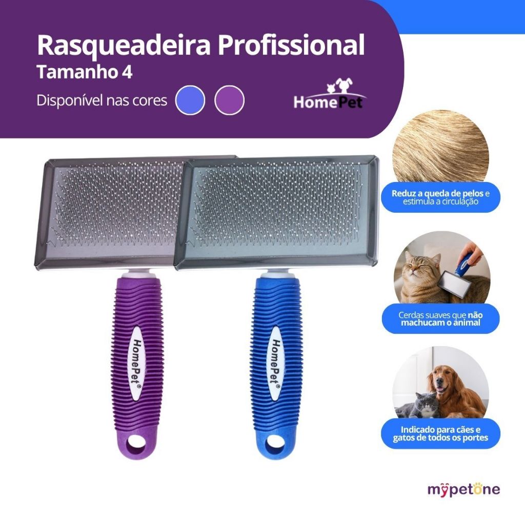 2 Rasqueadeira Profissional Nº4 para Cães e Gatos Home Pet Escova Remove Pelos N