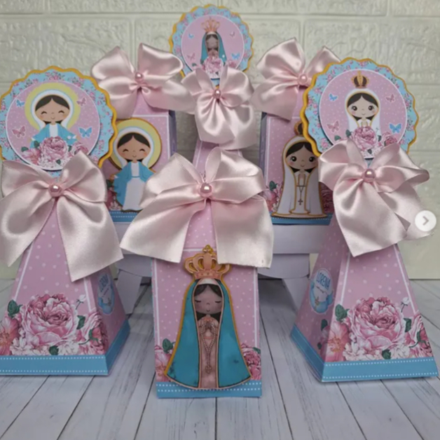 Lembrancinha Nossa Senhora, caixinha personalizada religiosa, festa católica, batizado