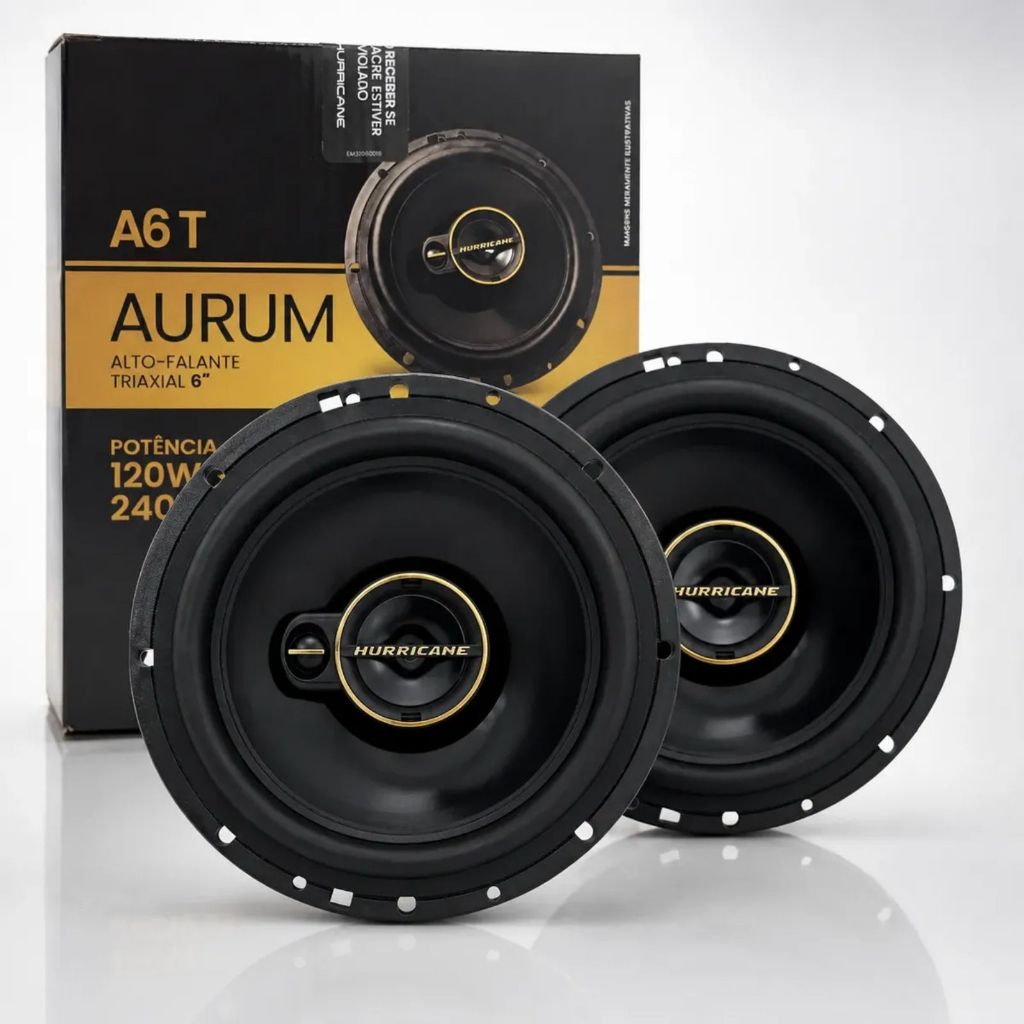 Kit Par Alto Falante Hurricane Triaxial Aurum 6 Pol 120w Rms