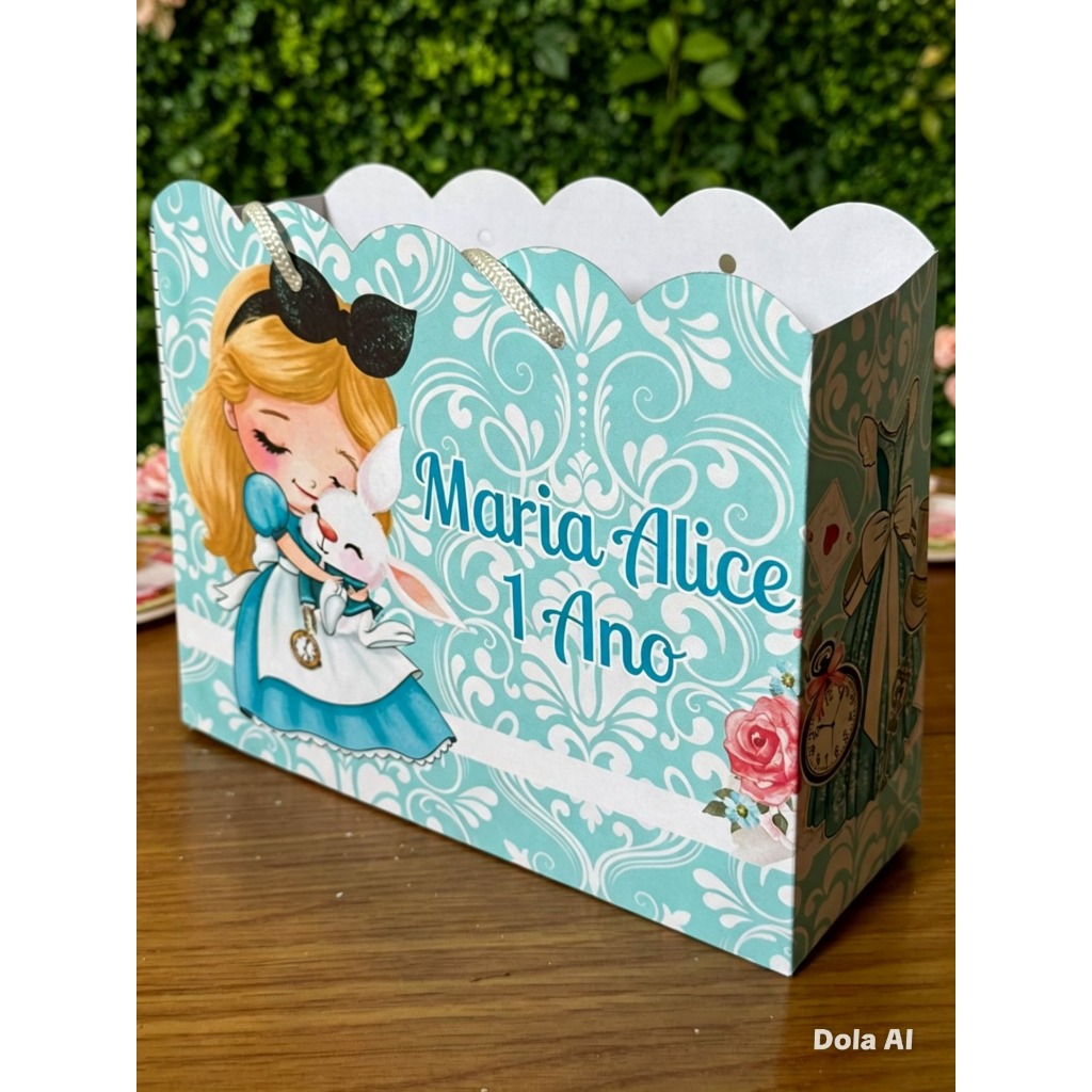 Sacolinha Personalizada Alice no País das Maravilhas – Lembrancinha de Aniversário
