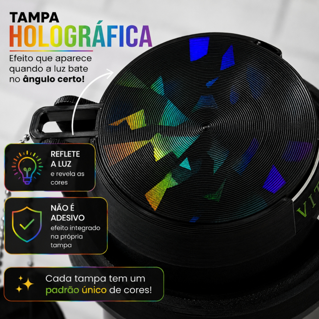 Kit Caneca Porta Lata Monster 3 em 1 com Tampa Protetora Holográfica + Abridor Chaveiro