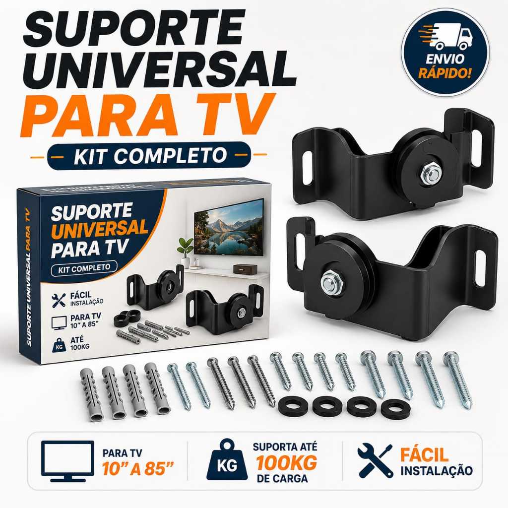 Suporte TV Fixo Televisão Universal 10 a 100 Polegadas Ultra Resistente 80kg Sup