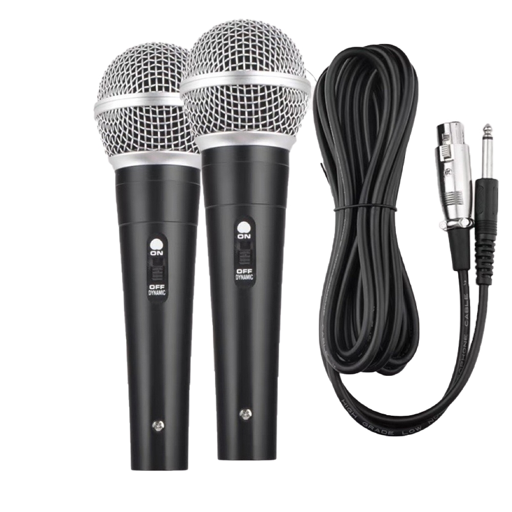 Microfone Dinâmico Profissional com Cabo 2m,Cardioide com Chave Liga/Desliga, Saída P10, Para Karaokê e Palestras