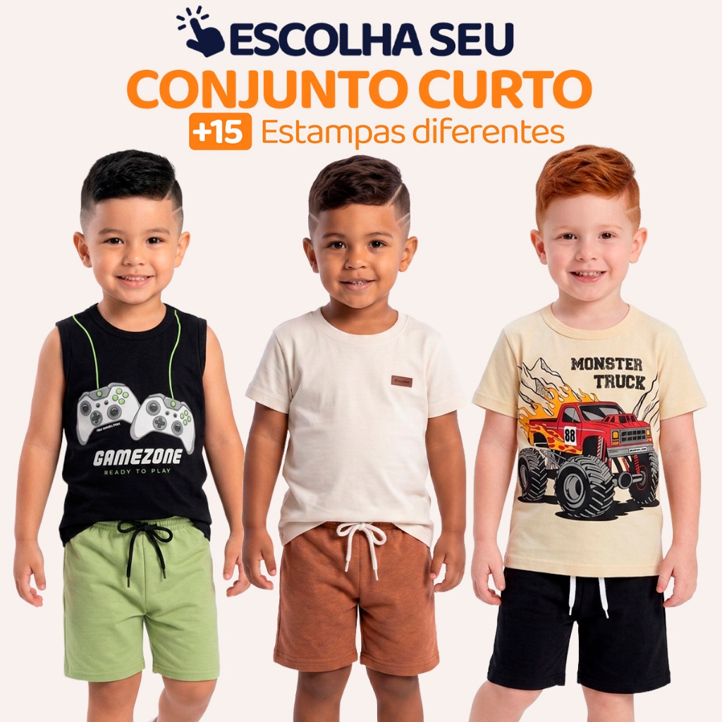 Conjunto Infantil Masculino Menino Verão Manga Curta Roupa de Criança Masculina Tamanho 2 ao 10 L03