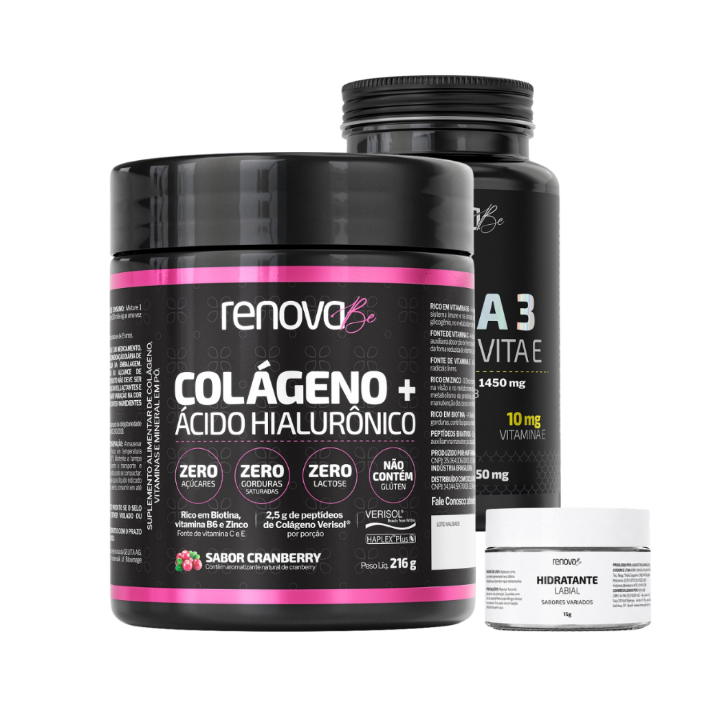 Colágeno Ácido Hialurônico + Ômega 3 EPA/DHA - Renova Be