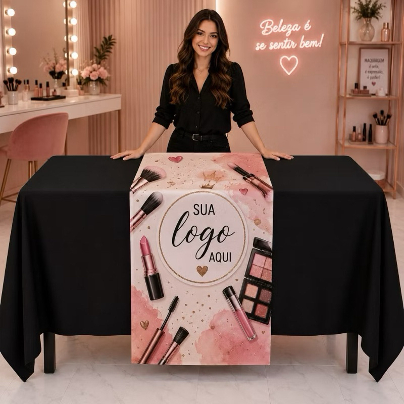 Trilho Caminho de Mesa Personalizado com Sua Logo 1,60x0,60 Eventos, Feiras e Exposição