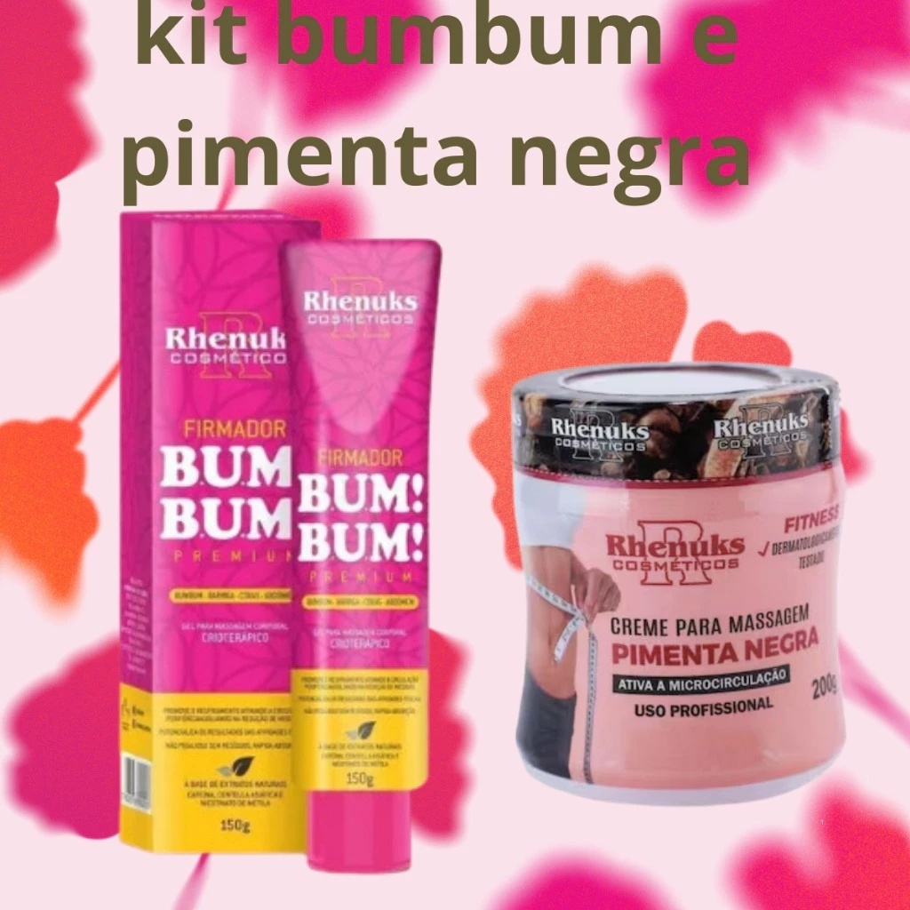 Kit Premium Verão 1- BumBum Firmador Perfeito + 1- Creme para Massagem Pimenta Negra - Rhenuks