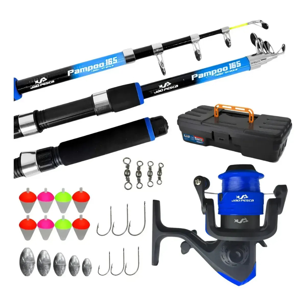 Kit De Pesca S200 Vara Molinete e Acessórios Jaú Pesca
