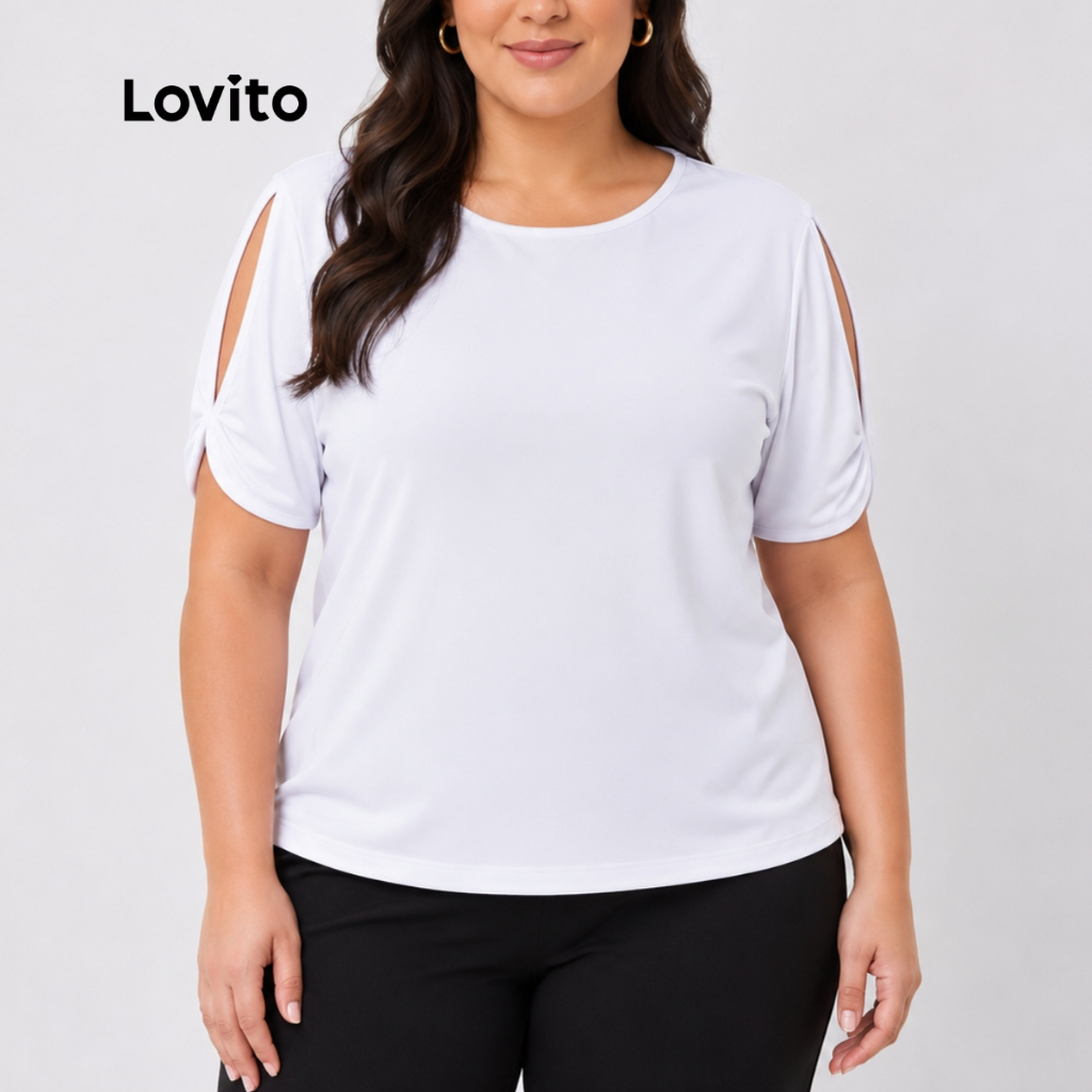 Lovito Plus Size Blusa Feminina com Detalhe na Manga BRTSB362BRL391