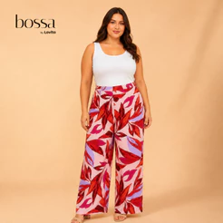 Lovito Bossa l Calça Feminina Plus Size em Viscose Estampada PTB1258BRL1288