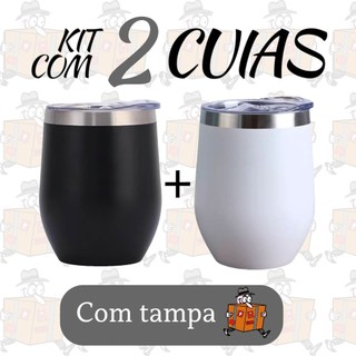 Kit com 2 cuia termica 350ml com tampa em acrílico , copo cuia termico , cuia para chimarrão ou tereré