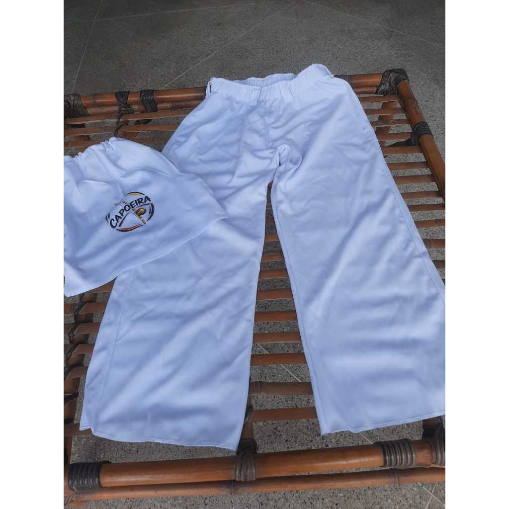 Kit Capoeira Bolsa Sacola + Calça Branca Infantil e Adulto Uniforme Completo