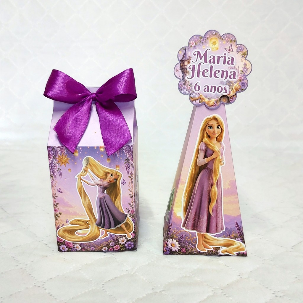 Kit festa caixinhas personalizadas (PEGUE E MONTE) no tema RAPUNZEL / Lembrancinhas de festa infantil