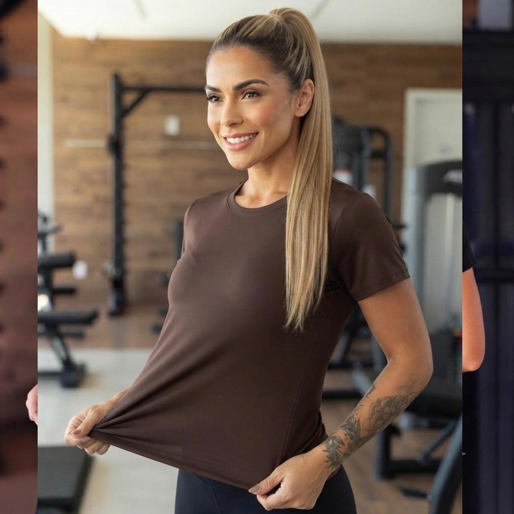 Blusa Feminina Camiseta Dryfit Academia Treino Roupa Caminhada Basica Corrida Proteção UV50+