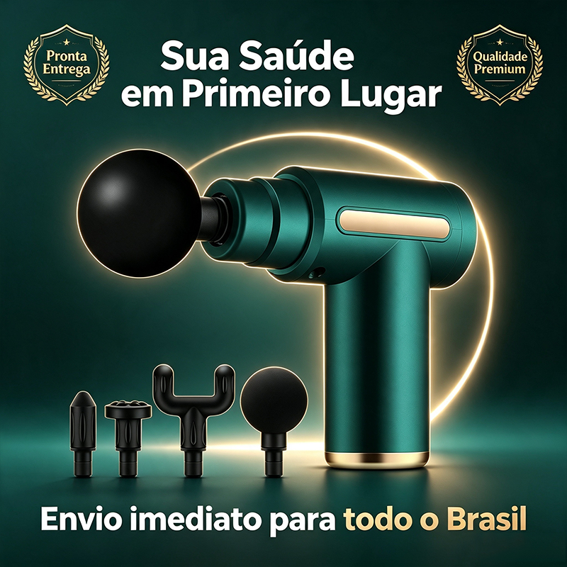 Pistola de Massagem Muscular Mini Premium 4 Ponteiras Portátil Silenciosa Alívio Tensões Academia Casa Pronta Entrega To