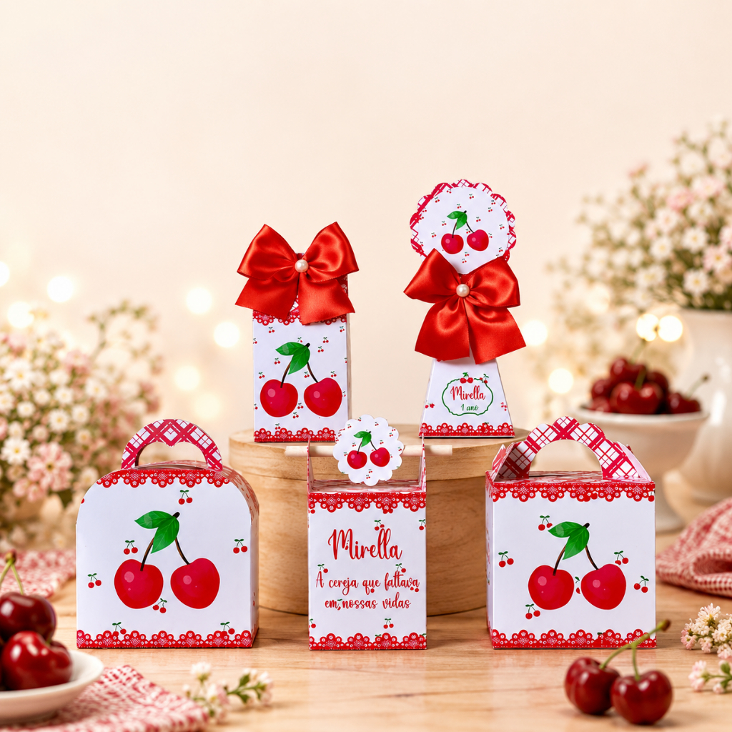 Kit Personalizados cerejinha / Kit Festa Caixinhas Personalizadas Lembrancinha Mimos Aniversário