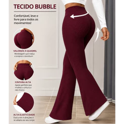 Calça Feminina Flare Tecido Bubble Estilosa Bolinha Moda