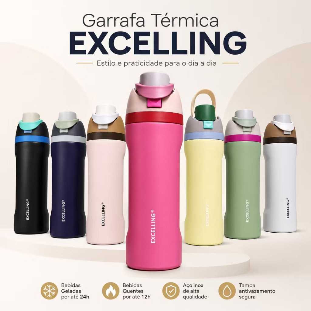 Garrafa térmica aço inoxidável esportiva 720ml/947ml portátil EXCELLING - EX-503/504