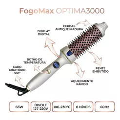 Modelador de cabelo com Escova Secadora Alisadora Eletrica 3 Em 1 Bivolt Alisa Modela Com Led Anti Friz