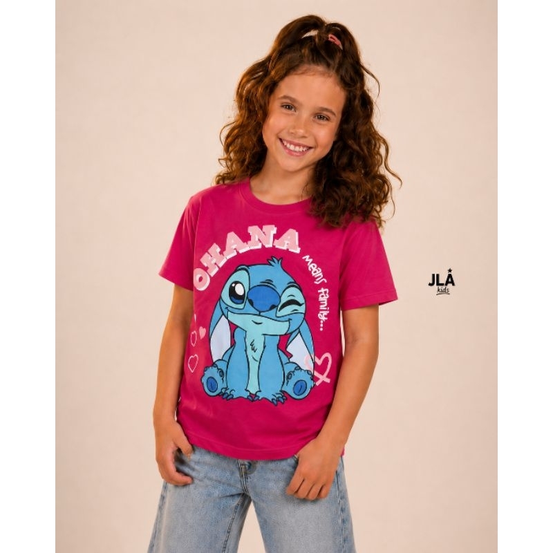 Camiseta infantil Lilo & Stitch, malha 100% algodão ,manga curta.
