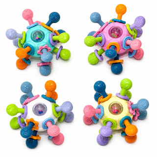 Brinquedo Bebê Chocalho Mordedor Silicone Bola Sensorial Macio Colorida Dentição Infantil