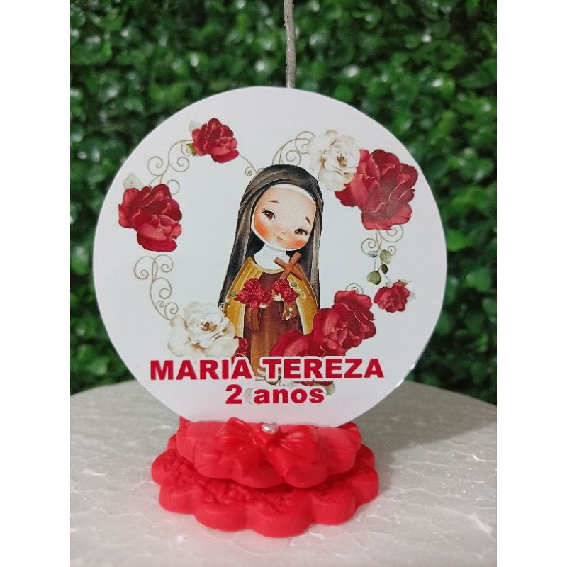Vela de aniversário painel Tema Santa Terezinha/Topo de bolo/Decoração festa - católico/cristã