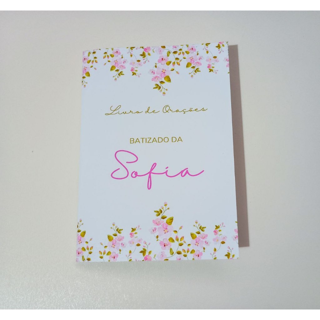 Livrinho de Orações Personalizado Infantil Lembrancinha Batizado Batismo Floral