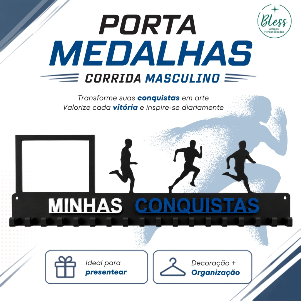 Porta Medalhas minhas conquistas Corrida MASCULINO com foto