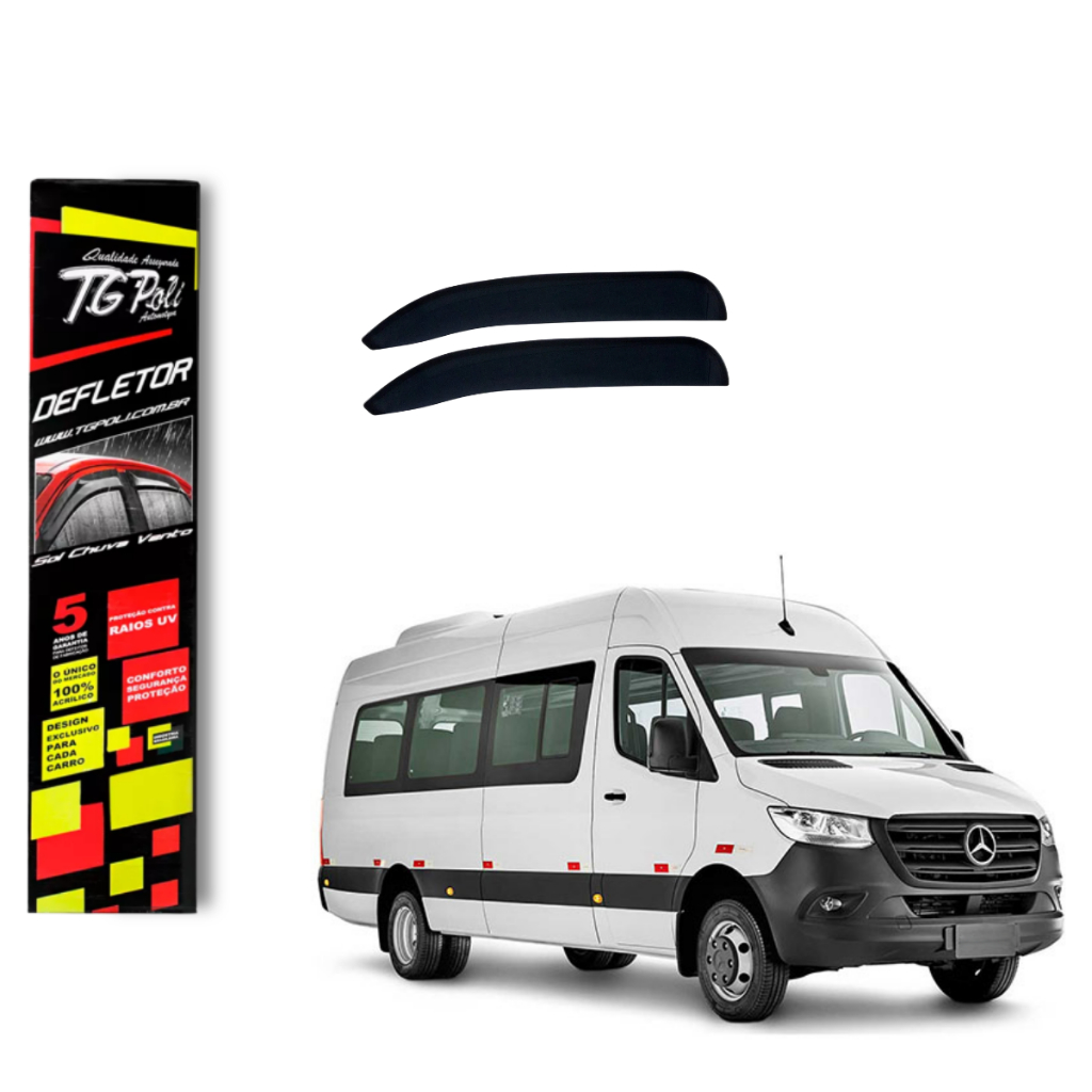 Calha de Chuva Mercedes Benz Sprinter 2012 a 2015 2 portas TG Poli Defletor Portas Protetor Janelas Fumê